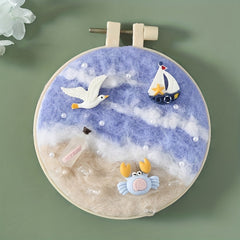 DIY Sea Frames Wool Felt Material Package with Embroidery Cloth Threads Needles