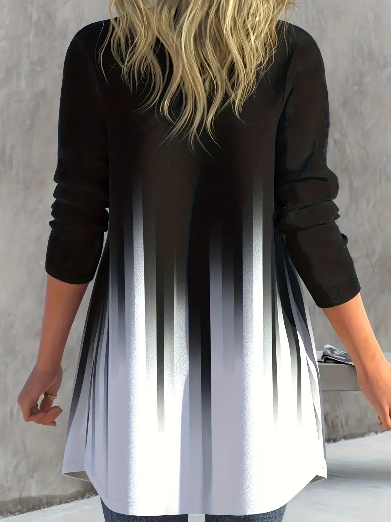 Women's Plus Ombre Long Sleeve Open Front Cardigan