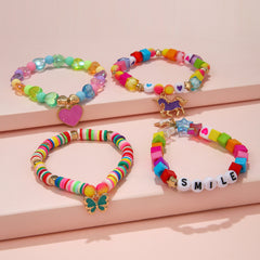 Kids Unicorn Butterfly Peach Heart Bracelet Set