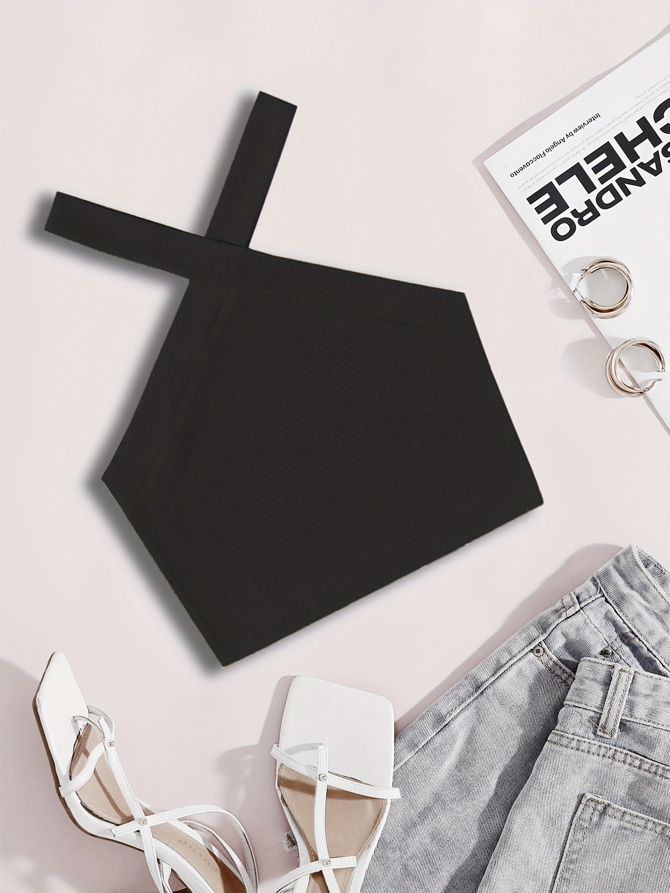 Solid Halter Crop Top for Summer & Spring