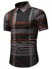 Mens Plaid Short Sleeve Shirt for Spring/Summer