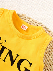 Baby Boys KING Print Tank Top & Block Shorts Set Summer