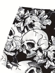 Gothic Skull Print Fitness Shorts