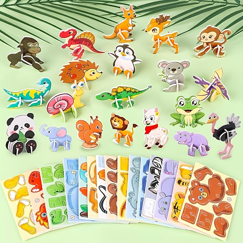 3030pcs Animal 3D Puzzle Educational Paper Jigsaw for Kids DIY Craft Kit
