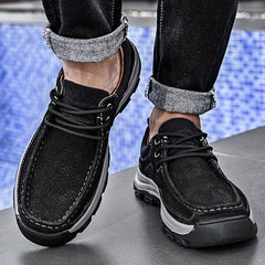 Men's Breathable Moc Toe Lace Walking Shoes