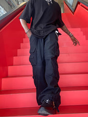 Men's Cargo Pants Wide Leg Long Trousers with Large Pockets