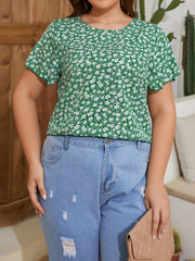 Ditsy Floral Print Butterfly Sleeve Blouse