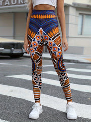 High Waist Allover Print Skinny Leggings Stretchy Women's Clothing