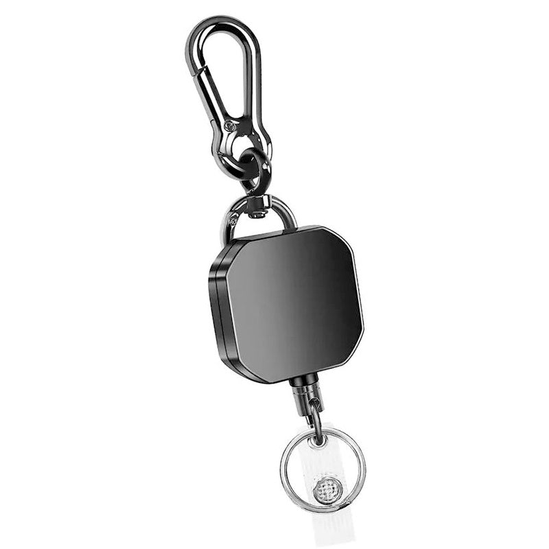 Heavy Duty Retractable Card Holder with Clip, Key Ring & Carabiner