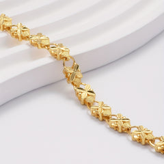 18K Plated Clover Heart Flower Bracelet Birthday Gift
