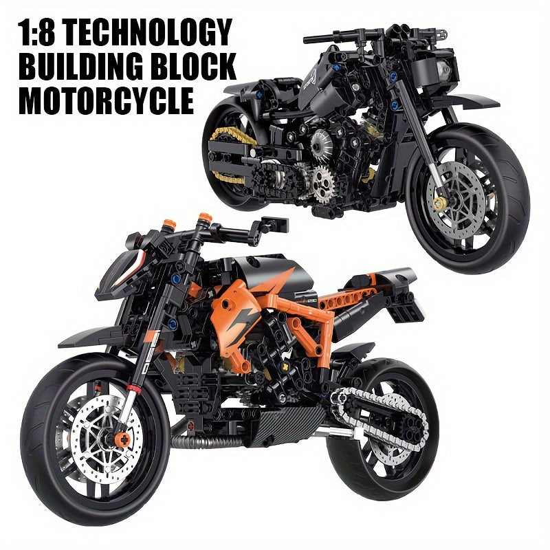 Educational Assembly DIY Technology Building Bricks Motorcycle Model