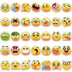 69pcs Yellow Face Expression Graffiti Stickers Waterproof for Luggage Laptop Dec