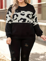 Colorblock Leopard Print Sweater