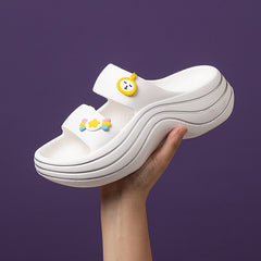 Women's Double Strap Pillow Slippers Decor Non slip Beach Sandals
