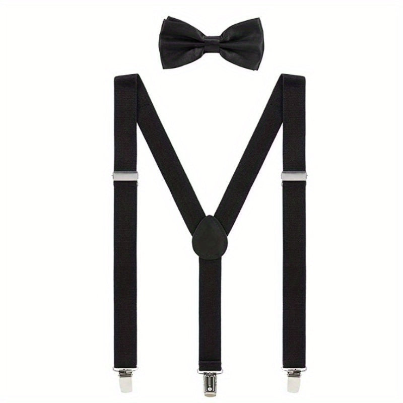 Y Shaped Bow Tie Suspenders with Strong Clips