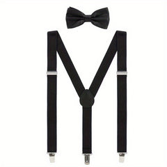 Y Shaped Bow Tie Suspenders with Strong Clips