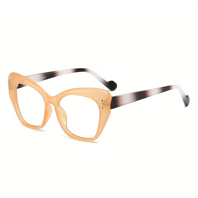 Retro Jelly Rivet Cat Eye Square Clear Lens Computer Glasses