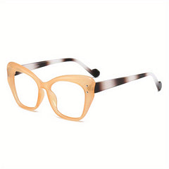 Retro Jelly Rivet Cat Eye Square Clear Lens Computer Glasses