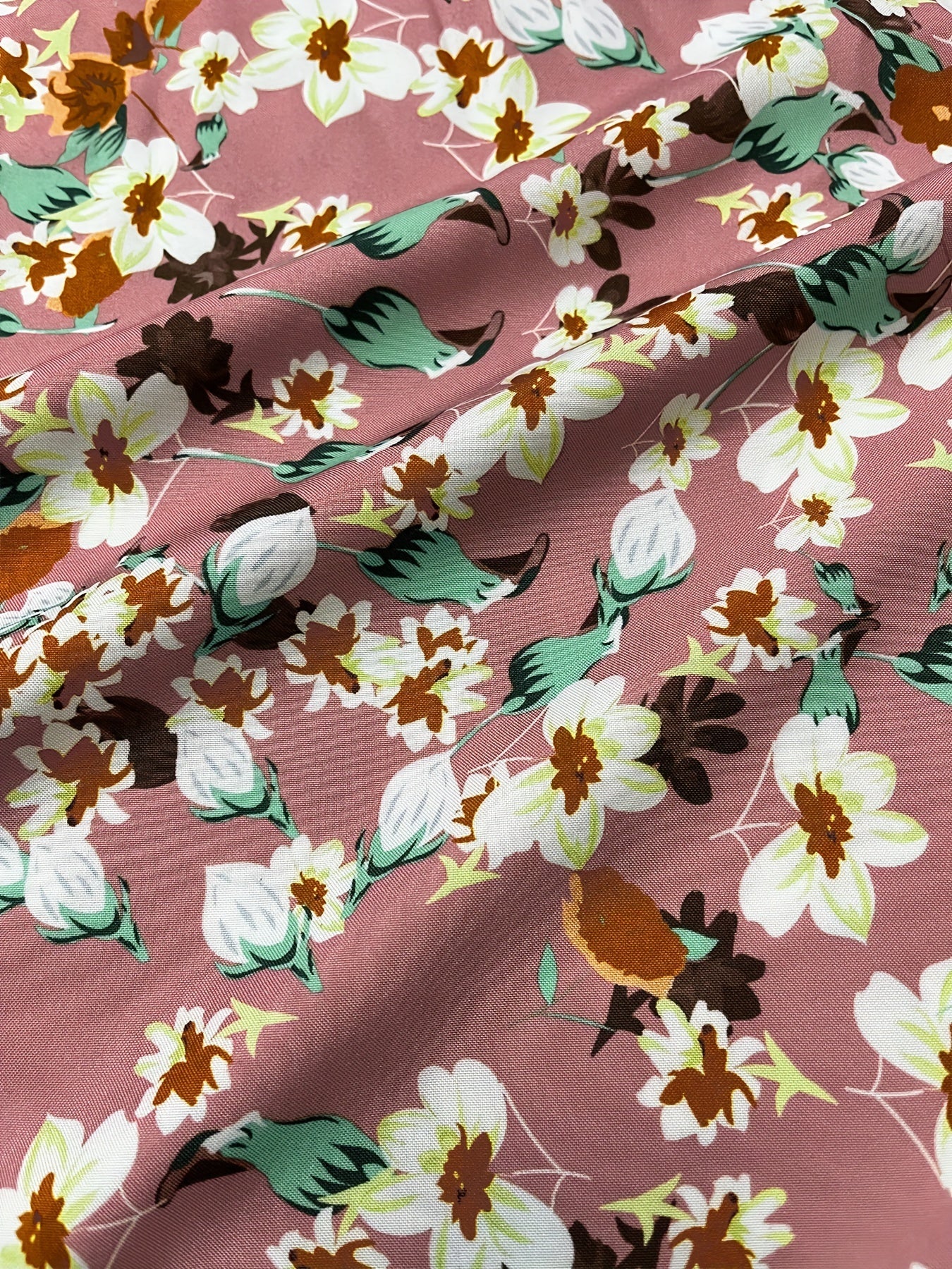 Floral Print Long Sleeve Round Neck Dress With Pockets