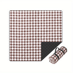 Foldable Plaid Pattern Picnic Mat - Waterproof Travel Beach Mat