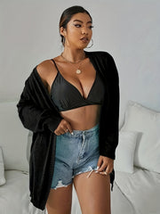 Women's Plus Open Front Long Sleeve Cardigan