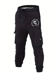 Cocktail Print Cargo Pants Men's Flap Pocket Trousers