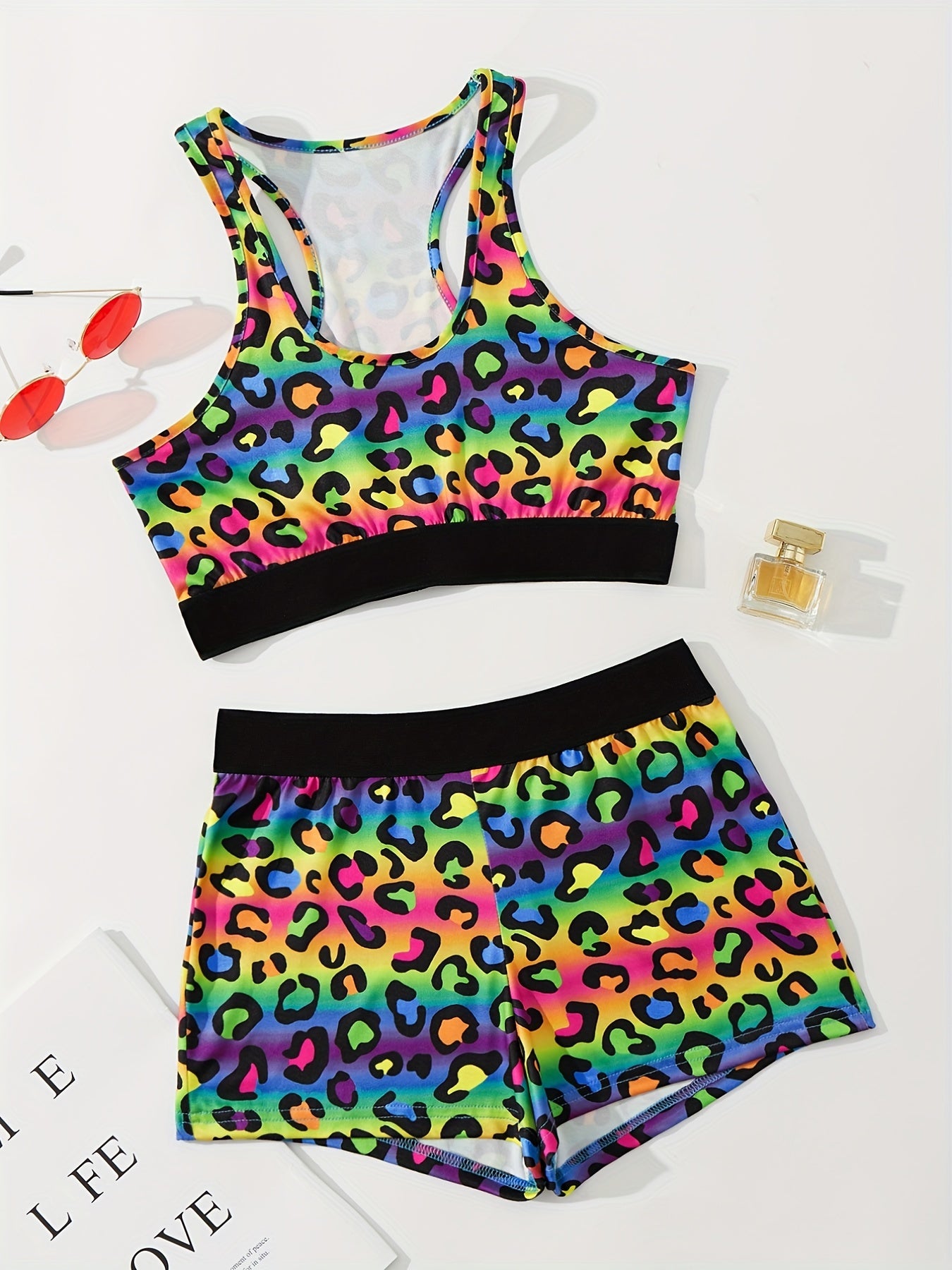 Leopard Pajama Set Tank Top & Shorts Women's Sleepwear