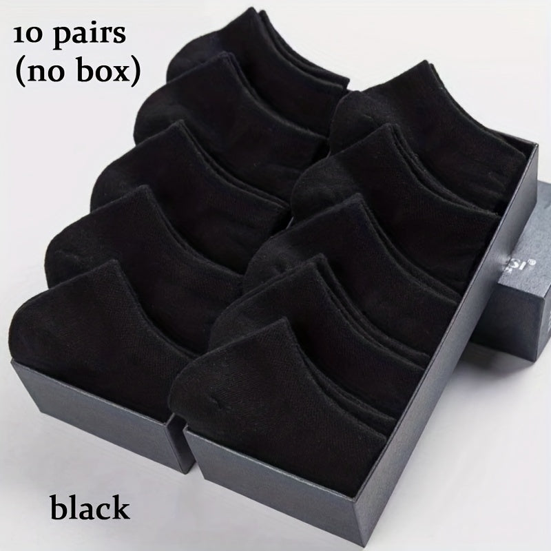 10 Pairs Unisex Solid No Show Socks Breathable Casual Style