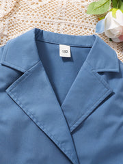 Girl's 2pcs Long Sleeve Dress & Lapel Vest Set for Spring Autumn Summer