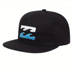 Men's Sea Wave Embroidery Flat Brim Hat Striped Baseball Cap