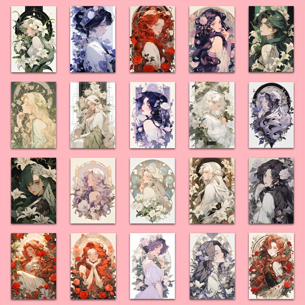 54pcs Anime Girls Waterproof Stickers Pack for Laptop Phone Luggage Notebook Bik