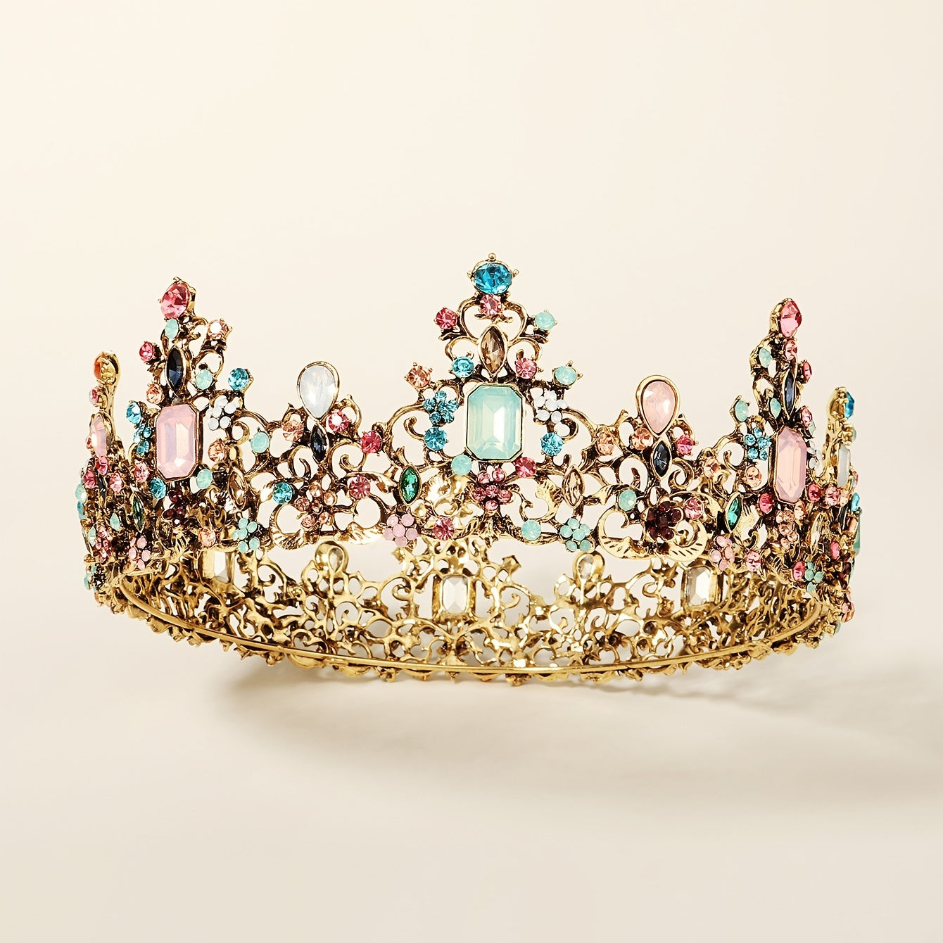 Vintage Baroque Queen Round Crown Tiaras And Crown For Women