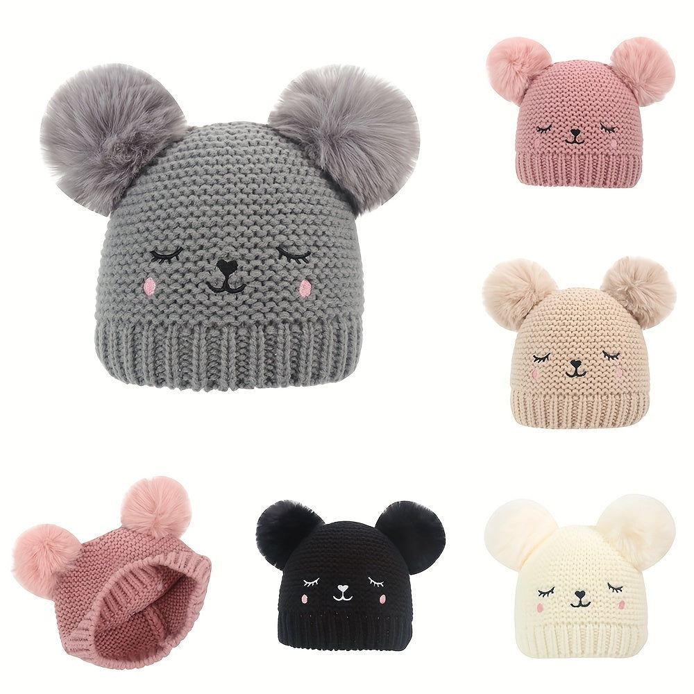 Baby Girls Knitted Beanie Hat Winter Cold-proof 6-24 Months
