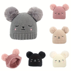 Baby Girls Knitted Beanie Hat Winter Cold-proof 6-24 Months
