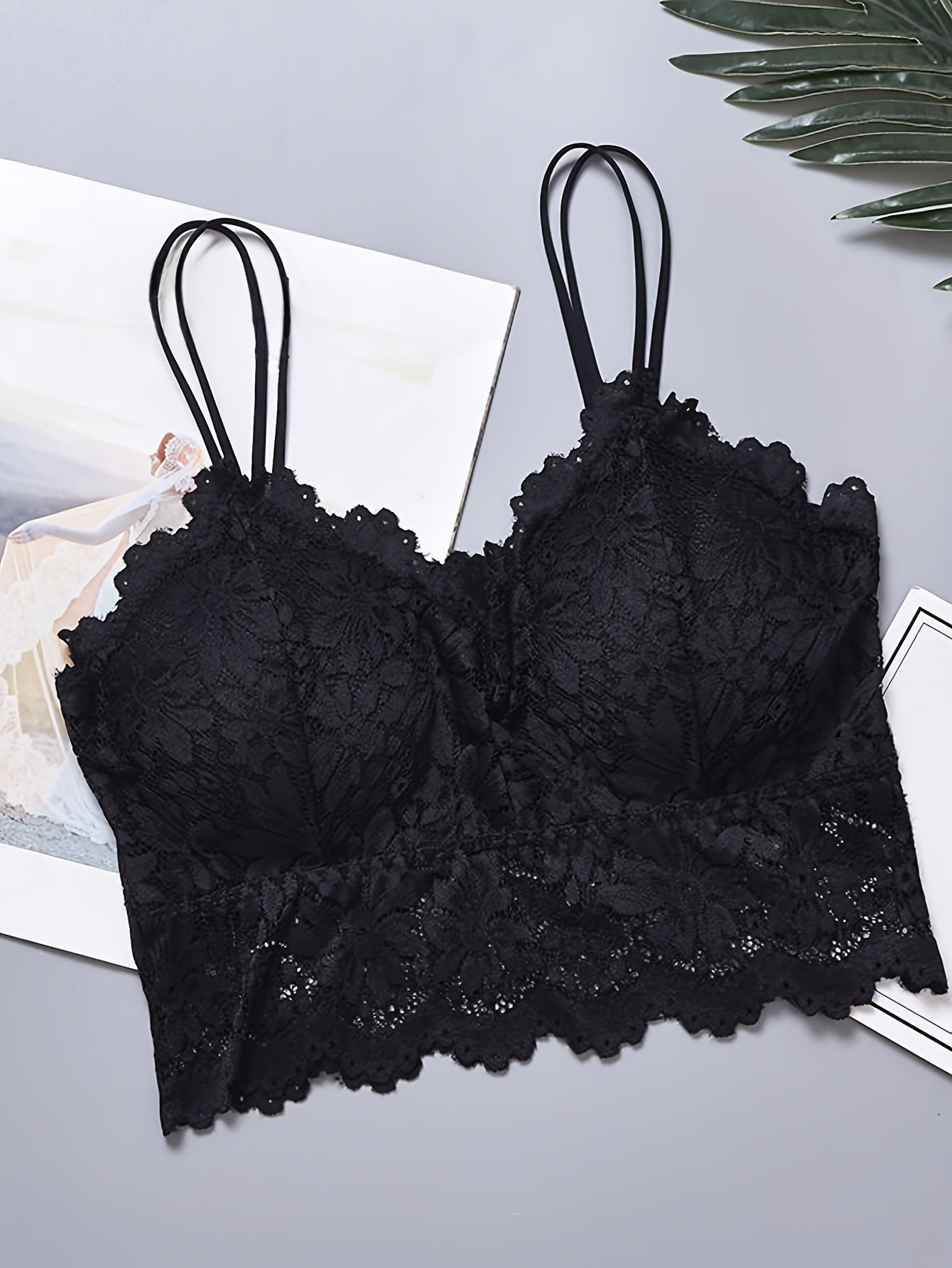 3pcs Lace Wireless Bras Comfy Scallop Trim Bra