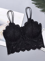 3pcs Lace Wireless Bras Comfy Scallop Trim Bra