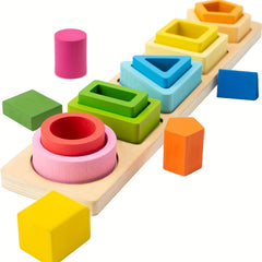 Wooden Sorting Stacking Toys Geometric Figure Building Educational Toys
