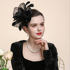 Women's Tea Party Style Fancy Hat With Clip And Hair Hoop