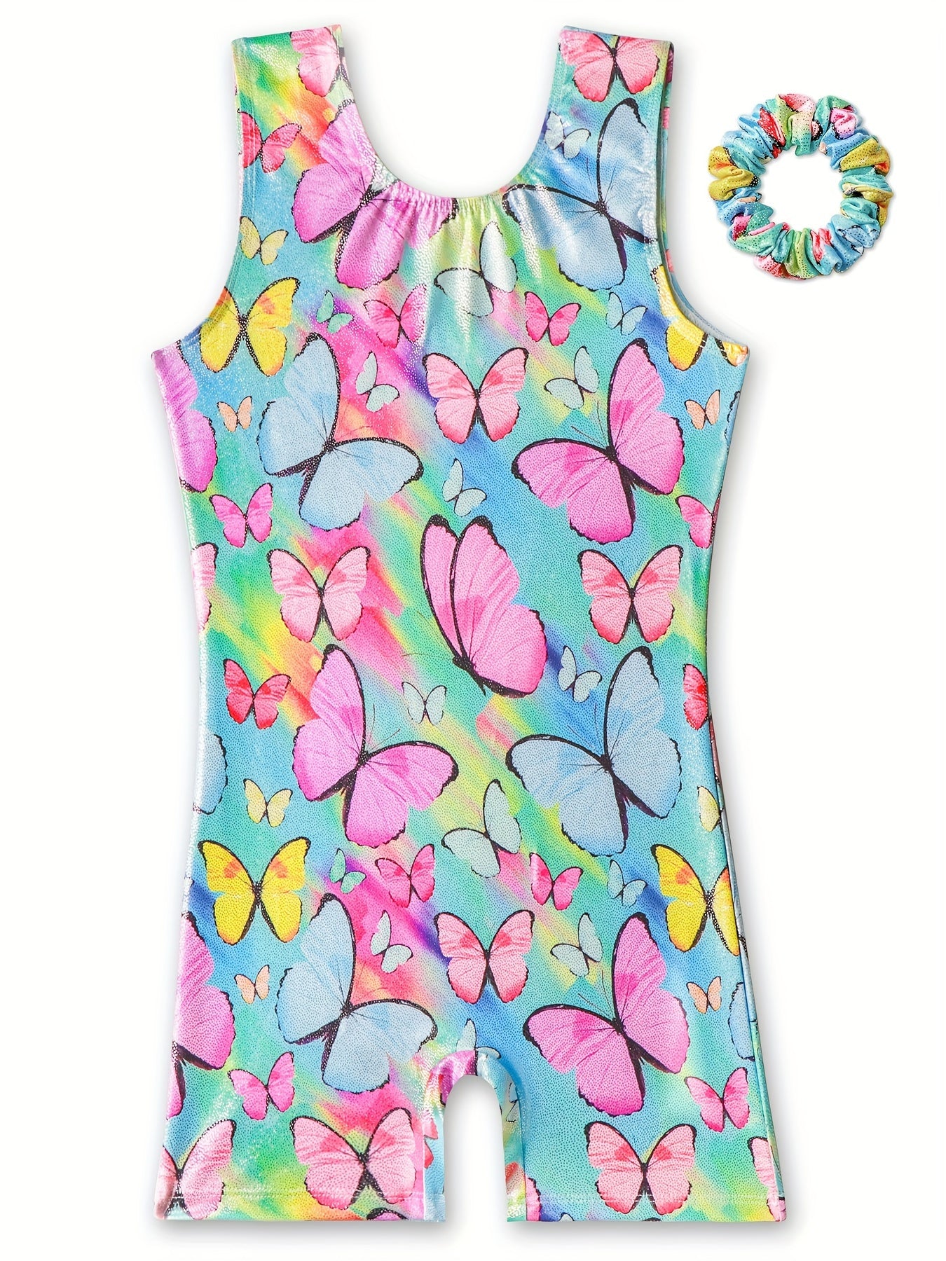 Girls Tie Dye Butterfly Gymnastics Outfit Sleeveless Dance Suit