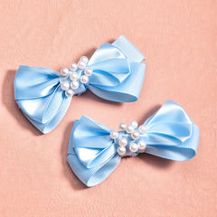2pcs Pearl Ribbon Bow Hair Clips Girls Accessories