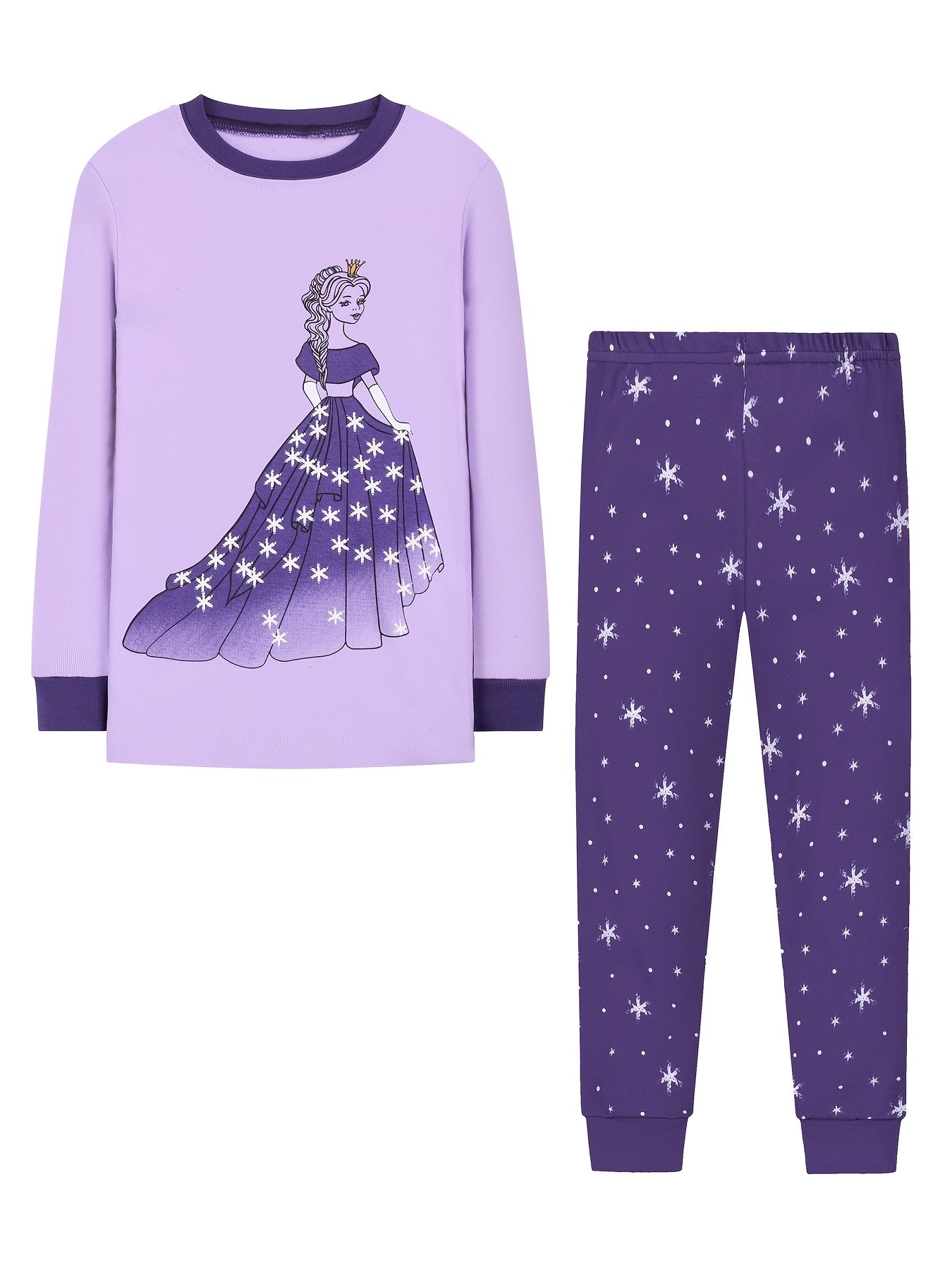 Cartoon Princess Pattern Pajama Set for Girls