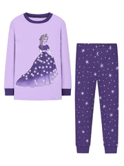 Cartoon Princess Pattern Pajama Set for Girls
