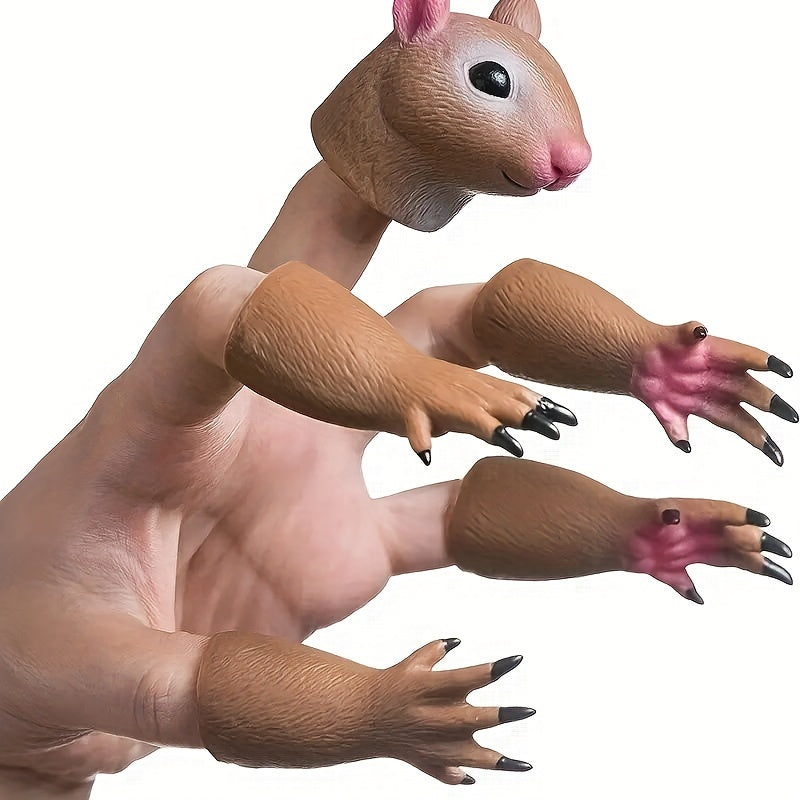 Squirrel Finger Puppets Silicone Light Brown Animal Puppet Theater Props Toy