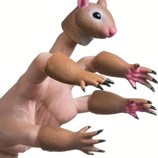 Squirrel Finger Puppets Silicone Light Brown Animal Puppet Theater Props Toy