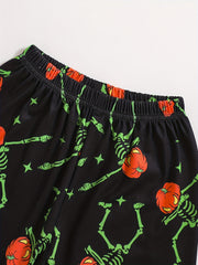 Boys Halloween 2pcs Sweatshirt & Sweatpants Set Pumpkin Skeleton Print