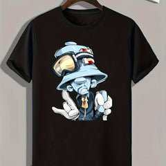 Funny Cartoon Print Men's Graphic T-shirt for Summer