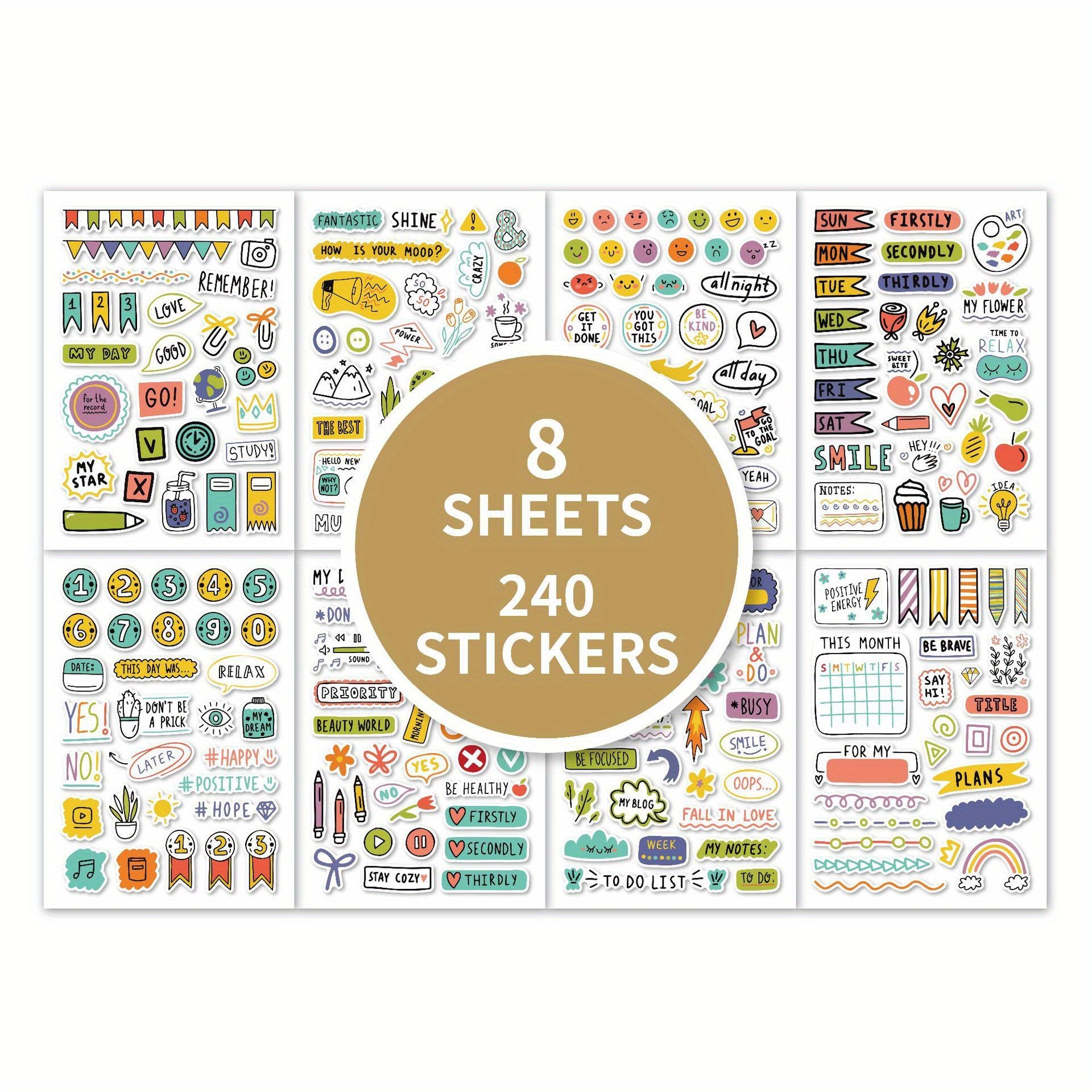 240pcs Doodle Scrapbook Stickers for Kids