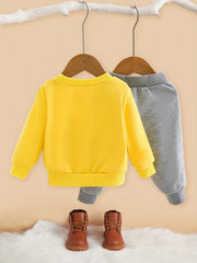 Boys Cartoon Print Sweatshirt Top Trousers Set Toddler Baby Outfit