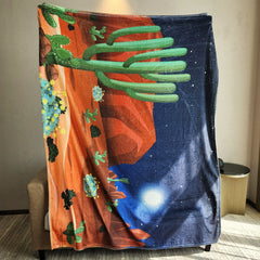 Cute Cactus Flannel Leisure Blanket - Soft & Cozy for Home, Travel, Office