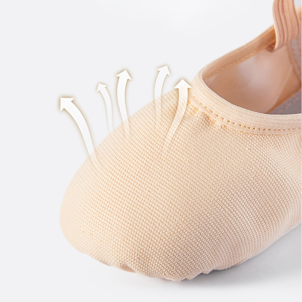 Girls Canvas Ballet Slippers Elastic Split Sole Dance Shoes